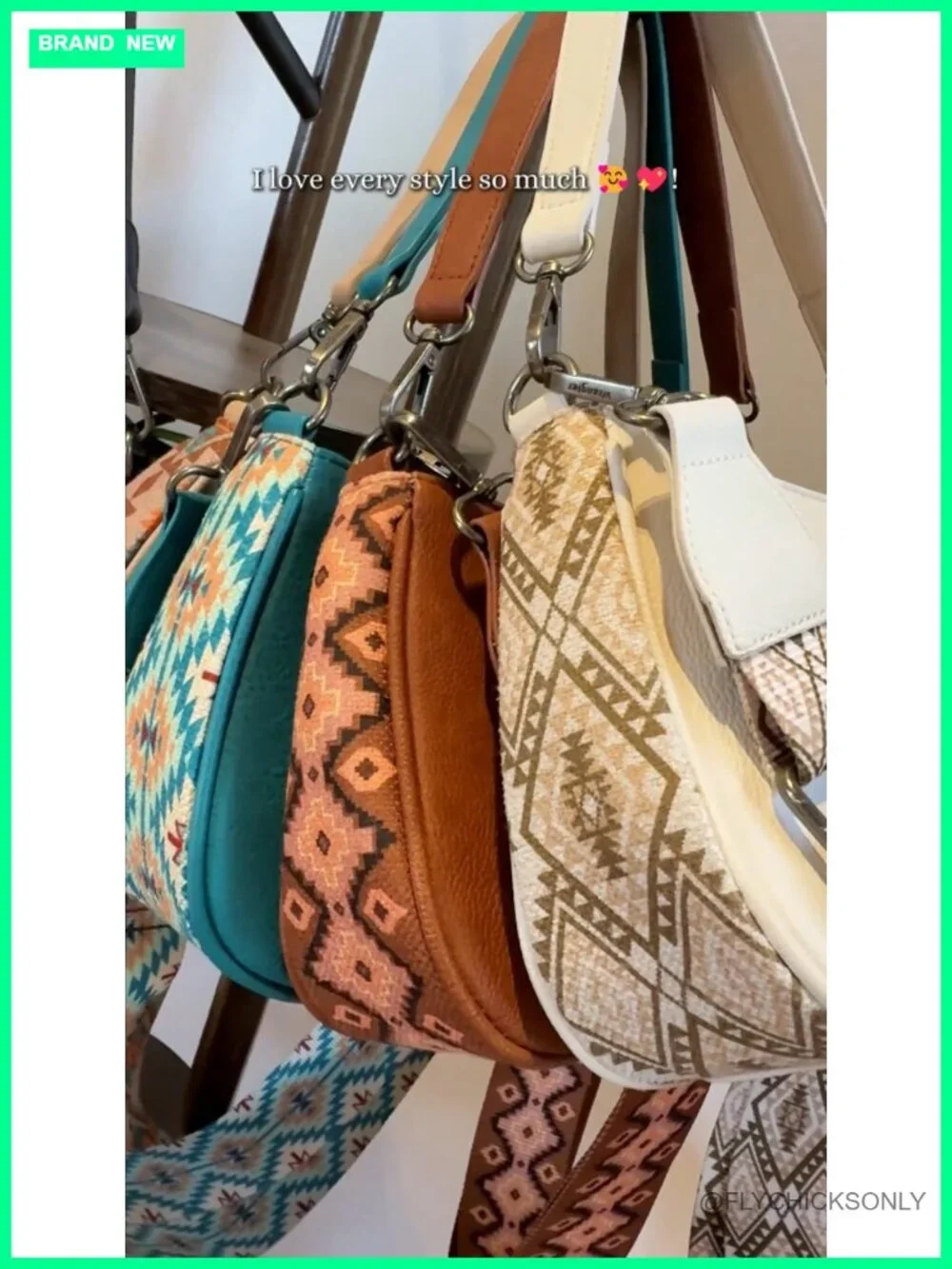 Aztec Faux Leather Hobo Handbag Crossbody Adjustable Strap